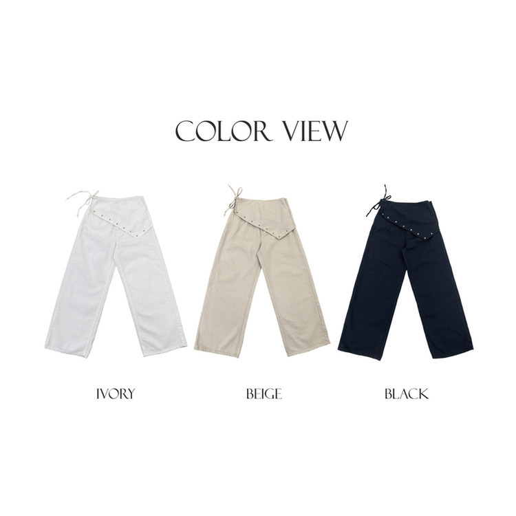 レイヤードラップリボンアイレットワイドパンツ