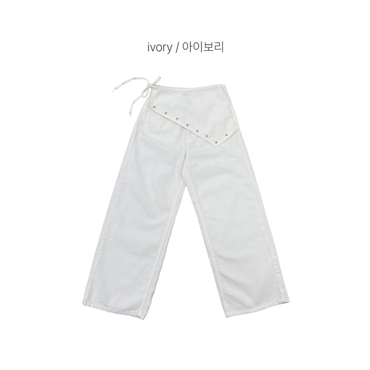 レイヤードラップリボンアイレットワイドパンツ