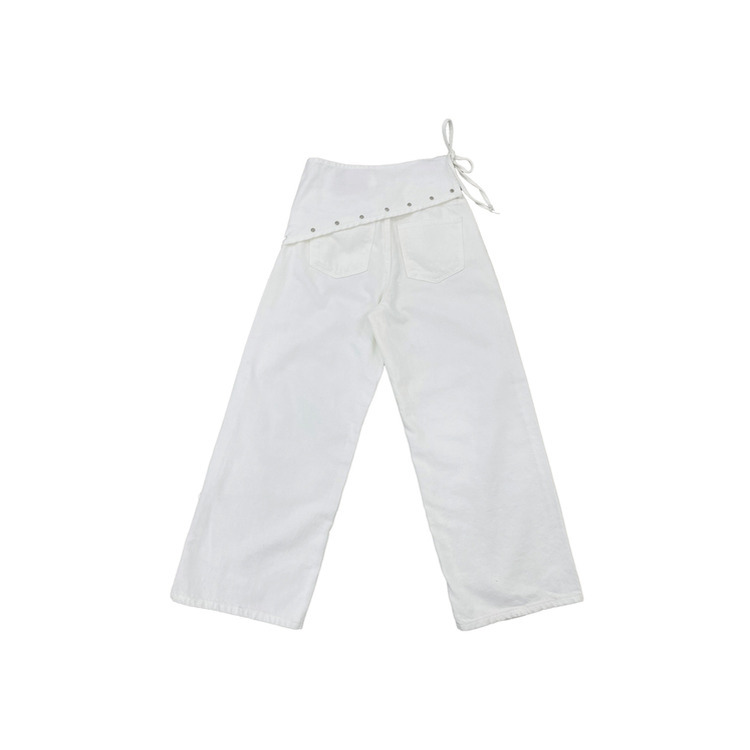 レイヤードラップリボンアイレットワイドパンツ