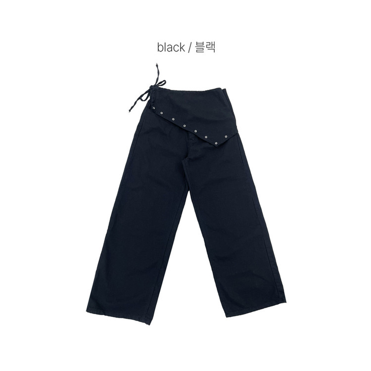 レイヤードラップリボンアイレットワイドパンツ