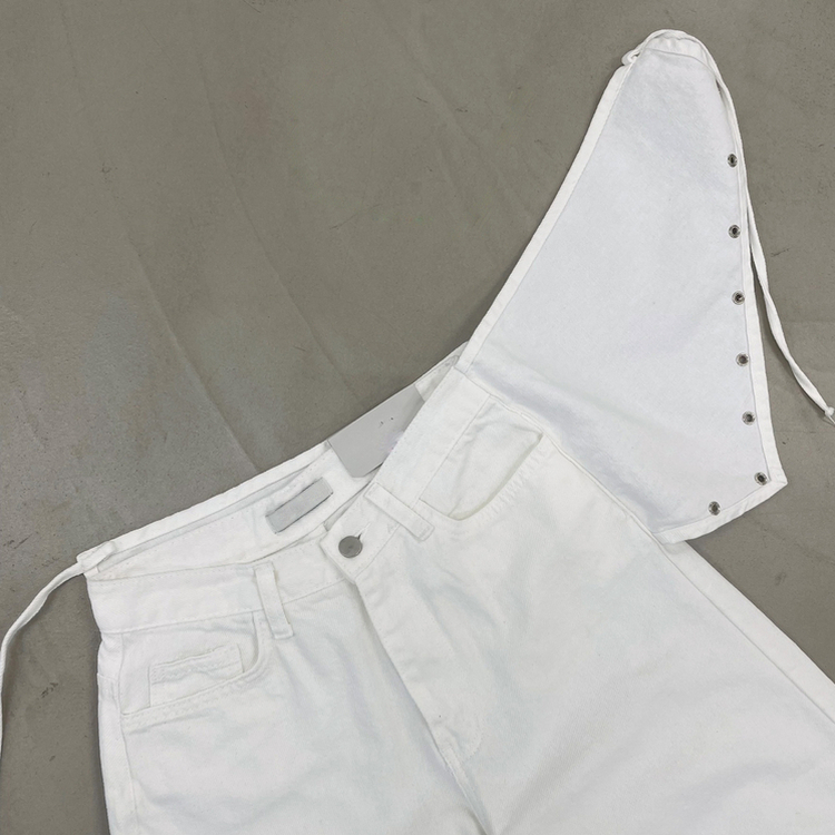 レイヤードラップリボンアイレットワイドパンツ