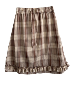 バンドチェックフリルミディスカート