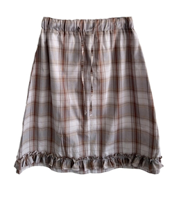 バンドチェックフリルミディスカート