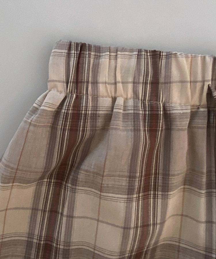 バンドチェックフリルミディスカート