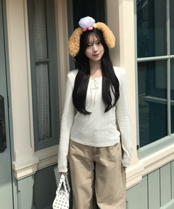 ヒップポケットワイドパンツ BEIGE