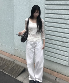 힙포켓 와이드 팬츠 화이트