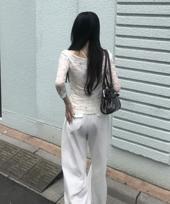 힙포켓 와이드 팬츠 화이트