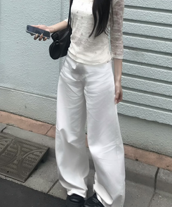 힙포켓 와이드 팬츠 화이트