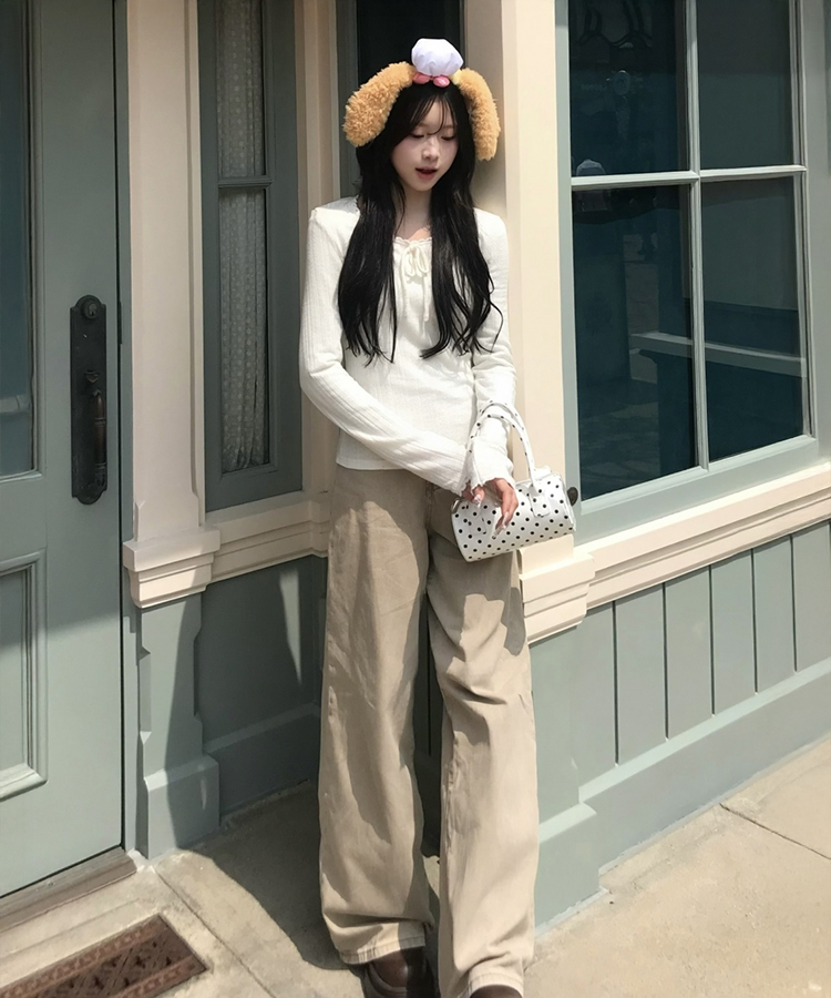 힙포켓 와이드 팬츠 베이지