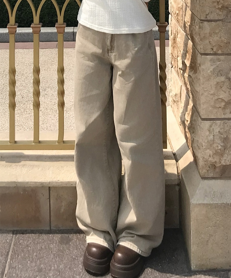 힙포켓 와이드 팬츠 베이지