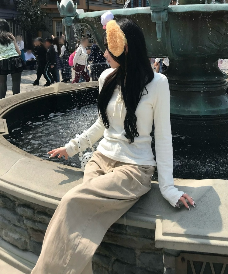 힙포켓 와이드 팬츠 베이지