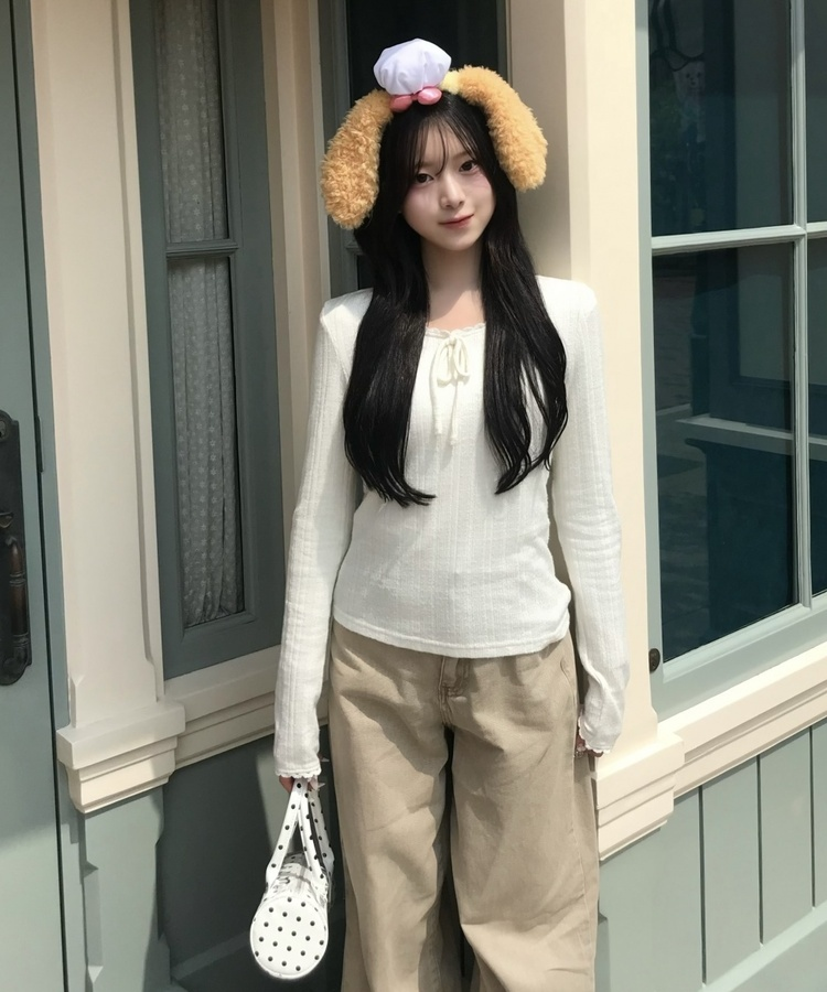 힙포켓 와이드 팬츠 베이지