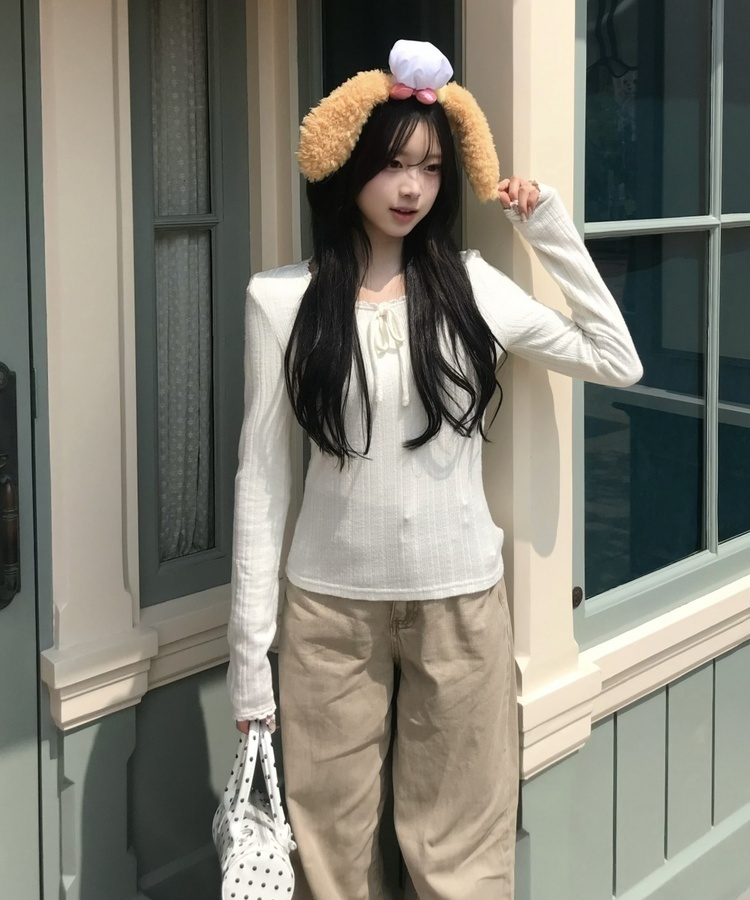 힙포켓 와이드 팬츠 베이지
