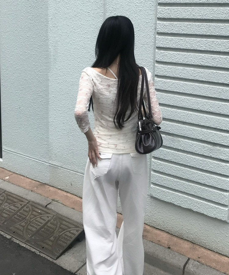힙포켓 와이드 팬츠 화이트