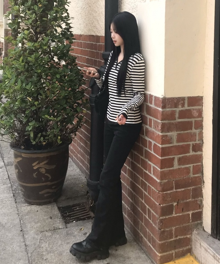 롱 플레어 팬츠 흑청