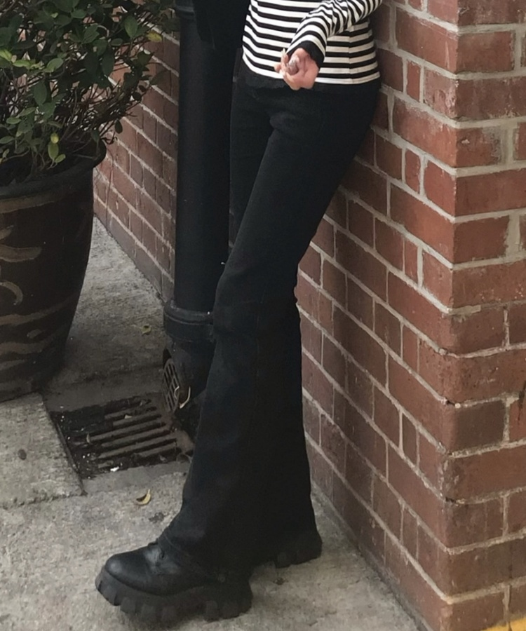 롱 플레어 팬츠 흑청