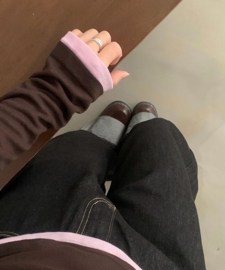 라밍 레이어드 텐셀 시스루 롱슬리브 이너 긴팔티셔츠 핑크