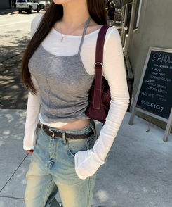 レイヤードホルターネック長袖Tシャツ IVORY