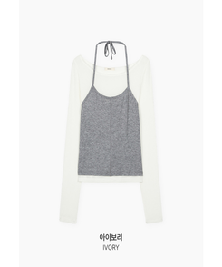 レイヤードホルターネック長袖Tシャツ