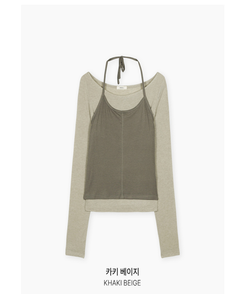 レイヤードホルターネック長袖Tシャツ