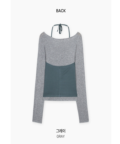 レイヤードホルターネック長袖Tシャツ