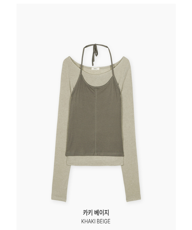 レイヤードホルターネック長袖Tシャツ