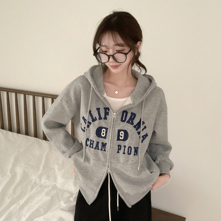 캘리 자수 레터링 봄 긴팔 투웨이 후드 집업 겨울 오버핏 아우터 루즈핏 데일리 후드티 그레이