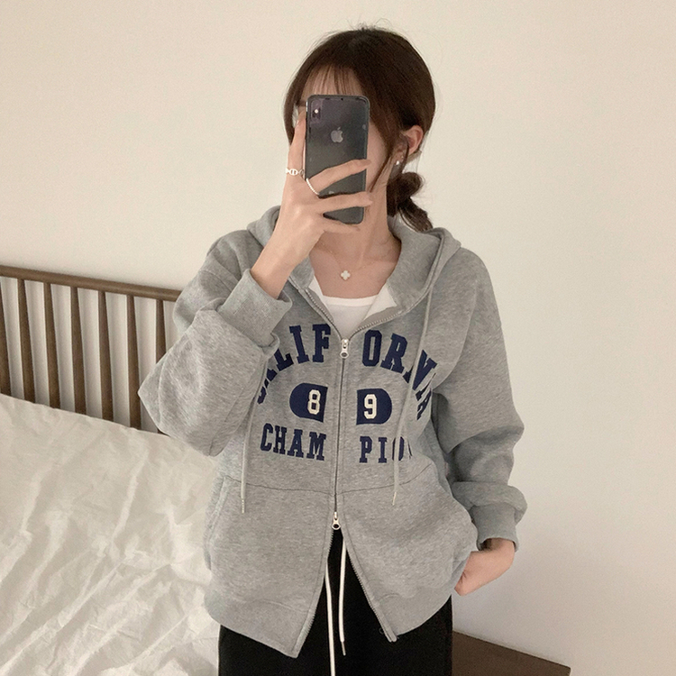 캘리 자수 레터링 봄 긴팔 투웨이 후드 집업 겨울 오버핏 아우터 루즈핏 데일리 후드티 그레이