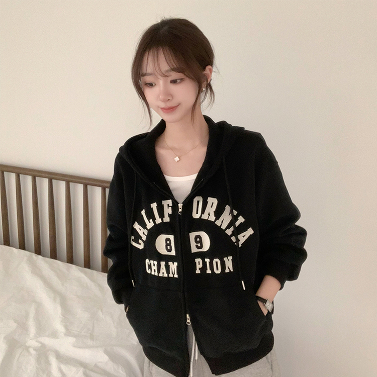 캘리 자수 레터링 봄 긴팔 투웨이 후드 집업 겨울 오버핏 아우터 루즈핏 데일리 후드티 블랙