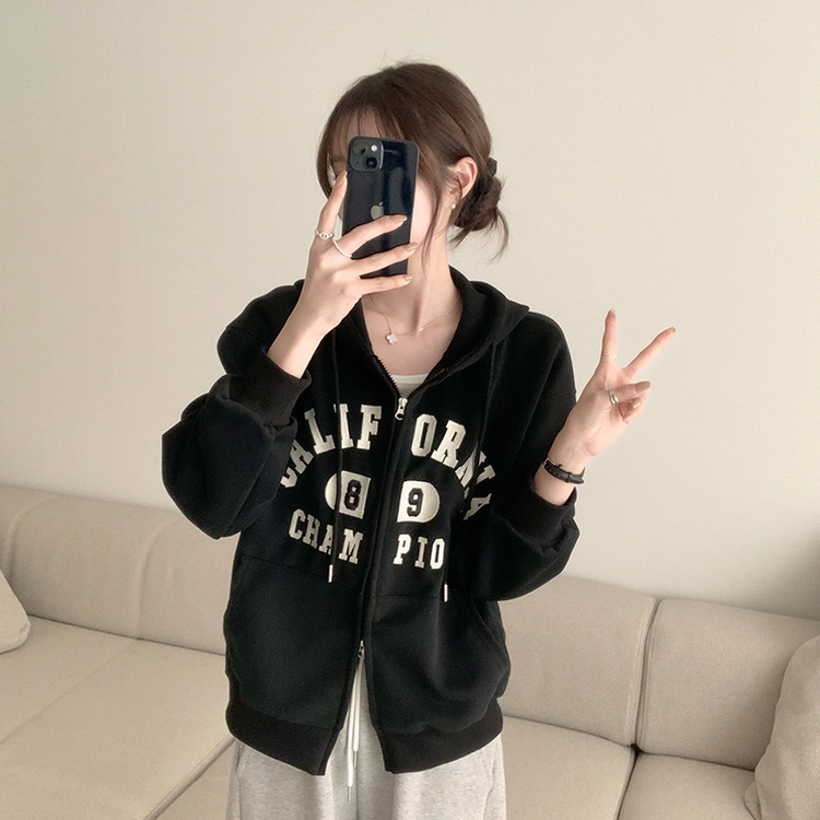 캘리 자수 레터링 봄 긴팔 투웨이 후드 집업 겨울 오버핏 아우터 루즈핏 데일리 후드티 블랙