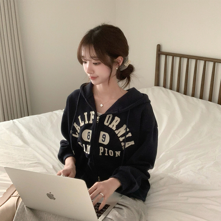 캘리 자수 레터링 봄 긴팔 투웨이 후드 집업 겨울 오버핏 아우터 루즈핏 데일리 후드티 네이비