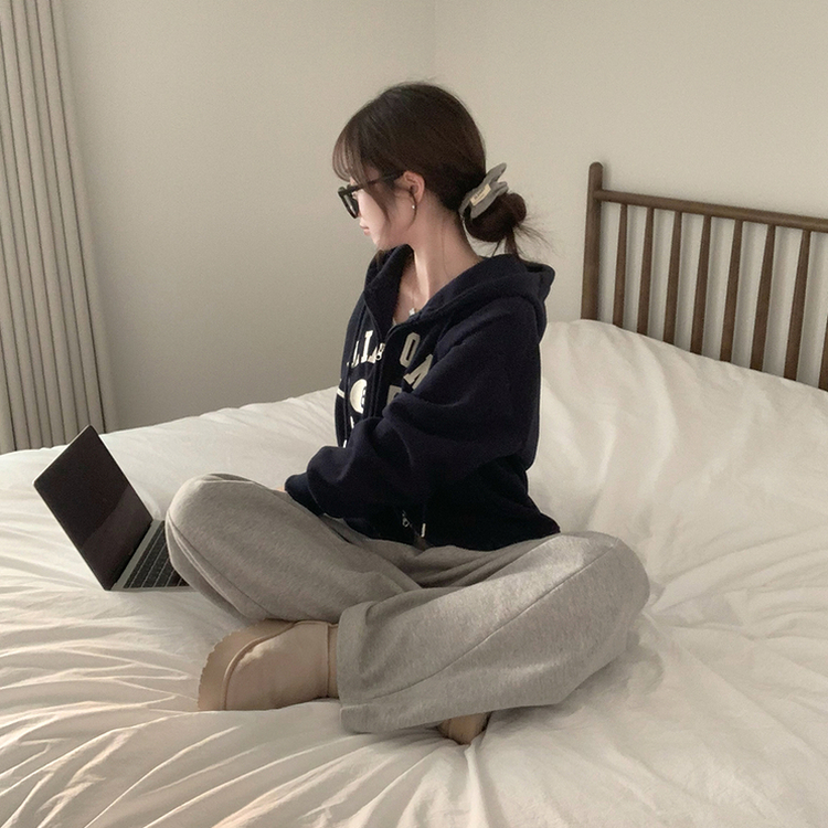 캘리 자수 레터링 봄 긴팔 투웨이 후드 집업 겨울 오버핏 아우터 루즈핏 데일리 후드티 네이비