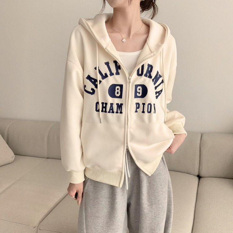캘리 자수 레터링 봄 긴팔 투웨이 후드 집업 겨울 오버핏 아우터 루즈핏 데일리 후드티 크림