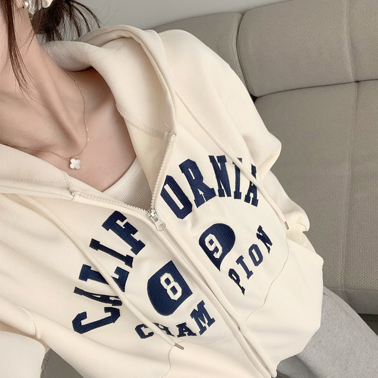 캘리 자수 레터링 봄 긴팔 투웨이 후드 집업 겨울 오버핏 아우터 루즈핏 데일리 후드티 크림