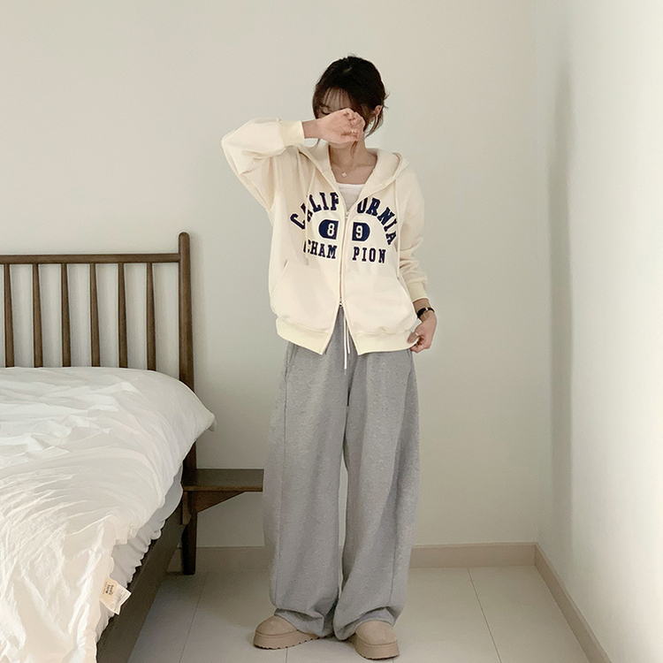 캘리 자수 레터링 봄 긴팔 투웨이 후드 집업 겨울 오버핏 아우터 루즈핏 데일리 후드티 크림