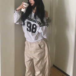 トラックラインナンバートレーナー(5color) MELANGE WHITE