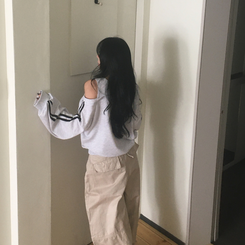 トラックラインナンバートレーナー(5color) MELANGE WHITE