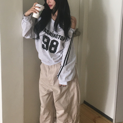 トラックラインナンバートレーナー(5color) MELANGE WHITE