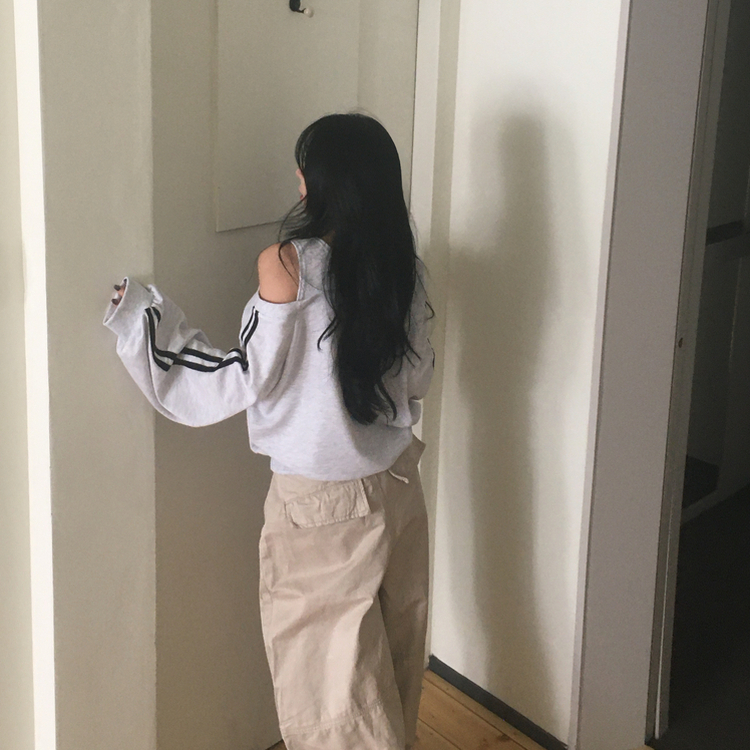 トラックラインナンバートレーナー(5color) MELANGE WHITE