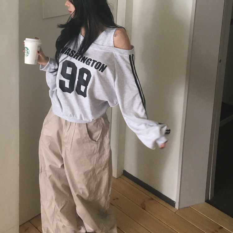 トラックラインナンバートレーナー(5color) MELANGE WHITE