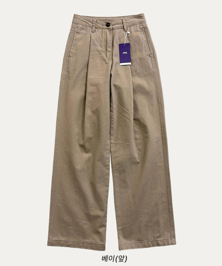 【SHORT/LONG 丈別】ピンタックフラットポケットコットンワイドパンツ
