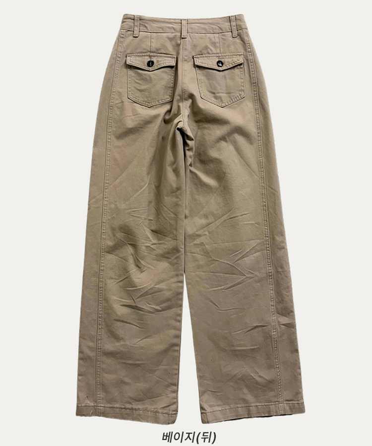 【SHORT/LONG 丈別】ピンタックフラットポケットコットンワイドパンツ