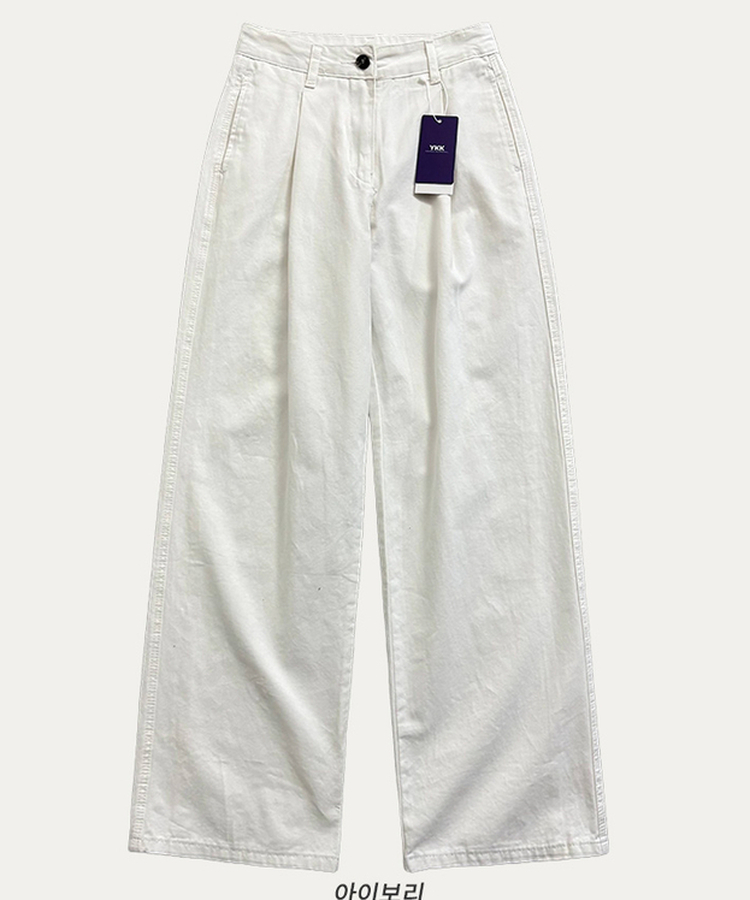 【SHORT/LONG 丈別】ピンタックフラットポケットコットンワイドパンツ