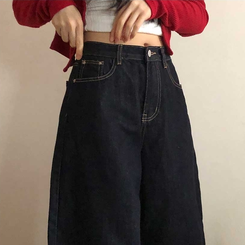 ロールアップワイドデニムパンツ DEEP DENIM