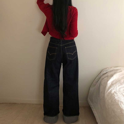 ロールアップワイドデニムパンツ DEEP DENIM