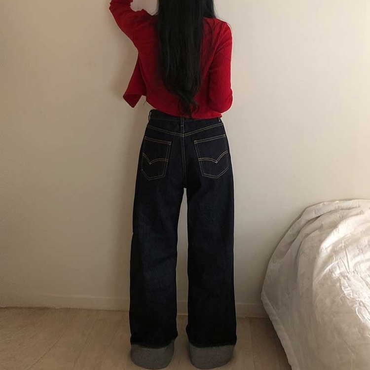 ロールアップワイドデニムパンツ DEEP DENIM