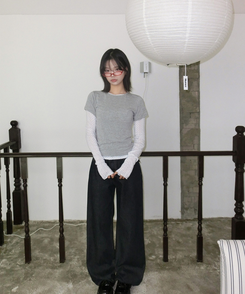 レイヤードドットメロウTシャツセット GREY