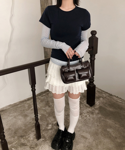 レイヤードドットメロウTシャツセット NAVY