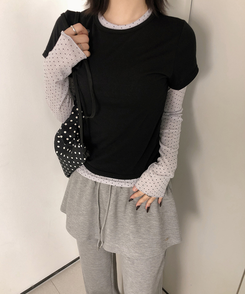 レイヤードドットメロウTシャツセット BLACK
