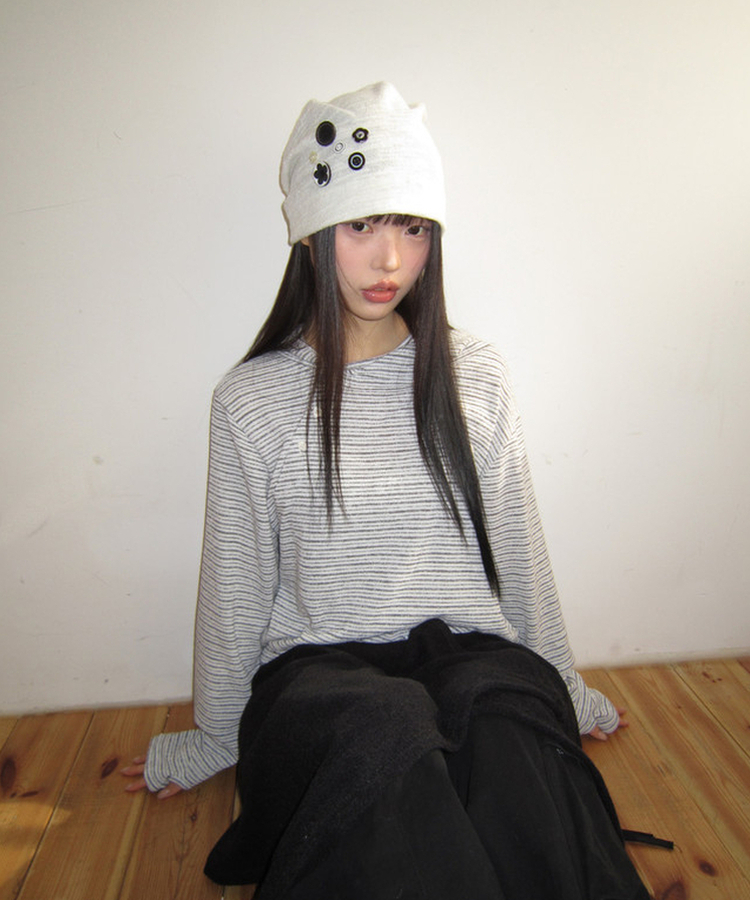 ボタンビーニー IVORY